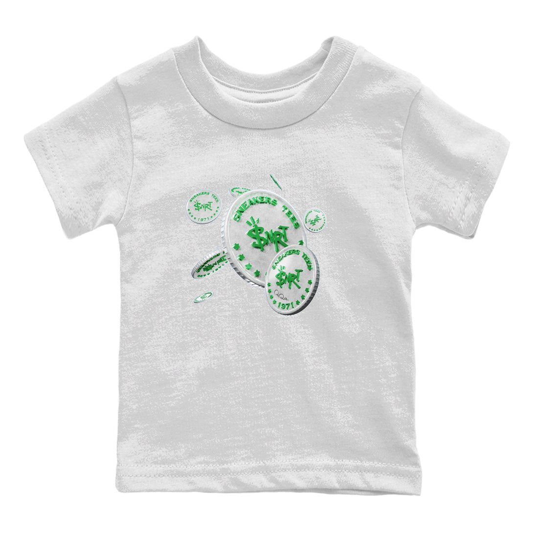 Air Jordan 3 Lucky Green Sneaker Match Tees Drop Coin Sneaker Tees AJ3 Lucky Green Sneaker Release Tees Kids Shirts White 2