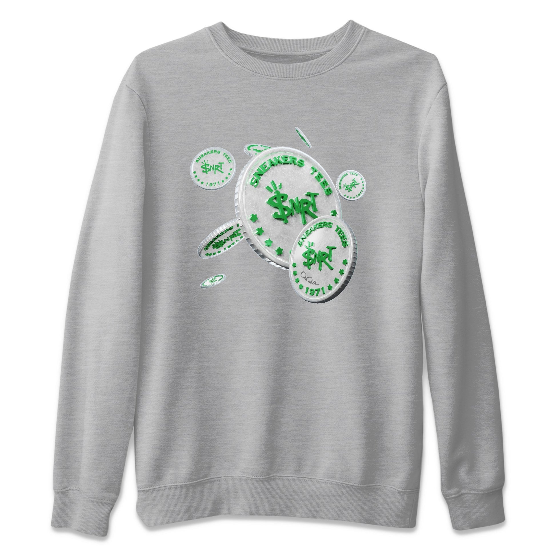 Air Jordan 3 Lucky Green Sneaker Match Tees Drop Coin Sneaker Tees AJ3 Lucky Green Sneaker Release Tees Unisex Shirts Heather Grey 2