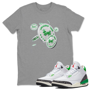Air Jordan 3 Lucky Green Sneaker Match Tees Drop Coin Sneaker Tees AJ3 Lucky Green Sneaker Release Tees Unisex Shirts Heather Grey 1