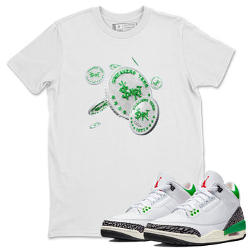 Air Jordan 3 Lucky Green Sneaker Match Tees Drop Coin Sneaker Tees AJ3 Lucky Green Sneaker Release Tees Unisex Shirts White 1