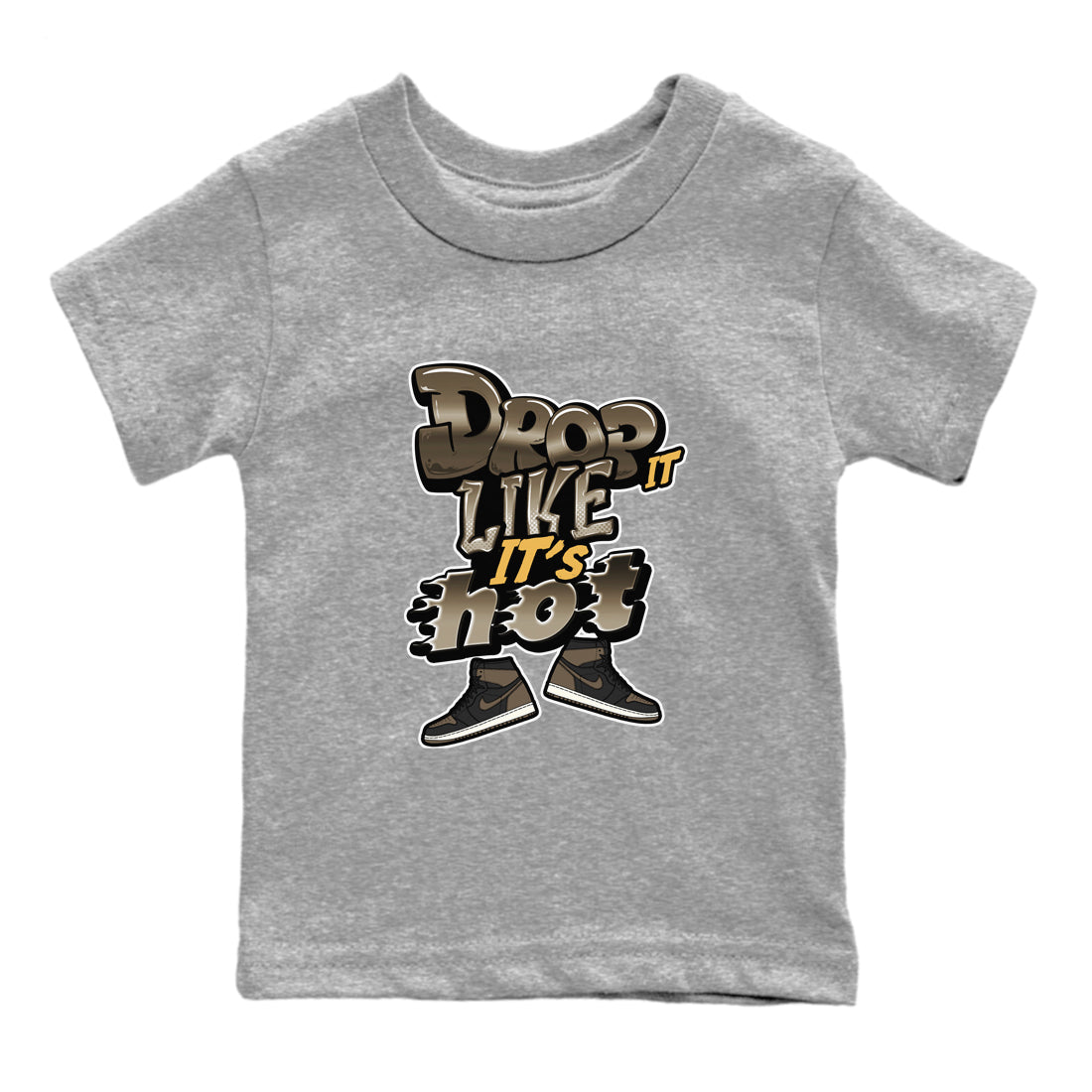 Air Jordan 1 Palomino shirt to match jordans Drop It Like It's Hot sneaker tees AJ1 High Palomino SNRT Sneaker Release Tees Baby Toddler Heather Grey 2 T-Shirt