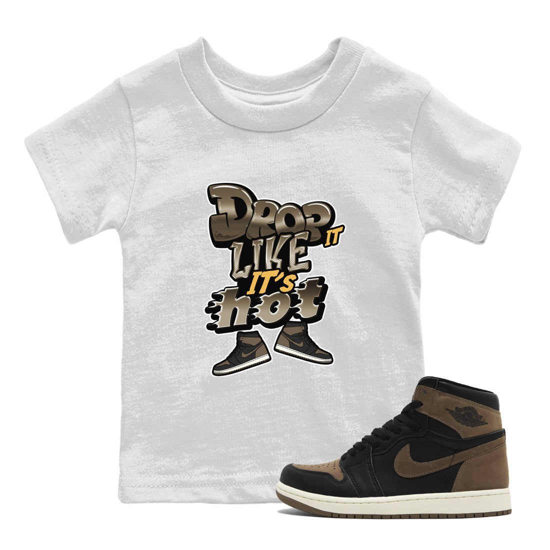 Air Jordan 1 Palomino shirt to match jordans Drop It Like It's Hot sneaker tees AJ1 High Palomino SNRT Sneaker Release Tees Baby Toddler White 1 T-Shirt