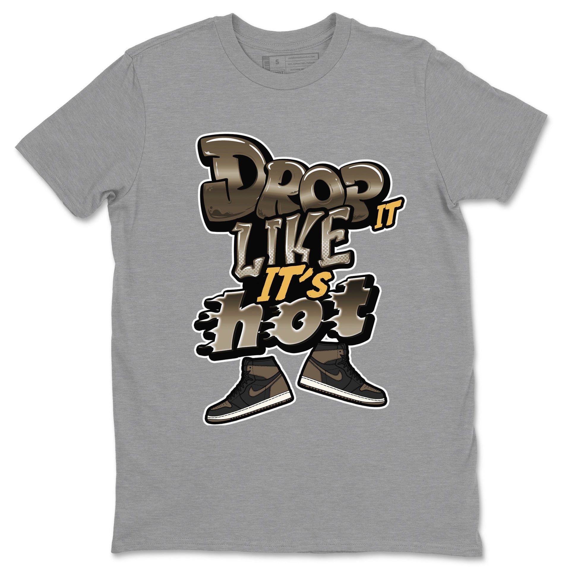 Air Jordan 1 Palomino shirt to match jordans Drop It Like It's Hot sneaker tees AJ1 High Palomino SNRT Sneaker Release Tees Unisex Heather Grey 2 T-Shirt