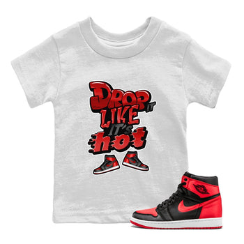 Air Jordan 1 Satin Bred shirt to match jordans Drop It Like It's Hot sneaker tees AJ1 Satin Bred SNRT Sneaker Release Tees Baby Toddler White 1 T-Shirt