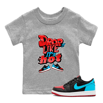 Air Jordan 1 UNC to Chicago shirt to match jordans Drop It Like It's Hot sneaker tees AJ1 UNC to Chicago SNRT Sneaker Release Tees Baby Toddler Heather Grey 1 T-Shirt