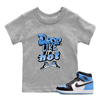 Air Jordan 1 UNC Toe shirt to match jordans Drop It Like It's Hot sneaker tees AJ1 UNC Toe SNRT Sneaker Release Tees Baby Toddler Heather Grey 1 T-Shirt