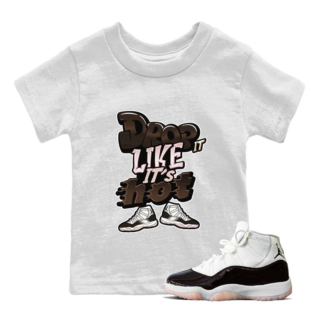 Air Jordan 11 Neapolitan shirt to match jordans Drop It Like It's Hot sneaker tees AJ11 Neapolitan SNRT Sneaker Release Tees Baby Toddler White 1 T-Shirt