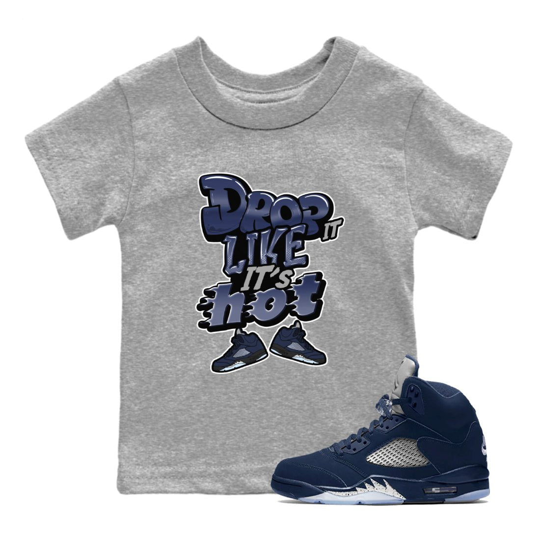 Air Jordan 5 Georgetown shirt to match jordans Drop It Like It's Hot sneaker tees AJ5 Georgetown SNRT Sneaker Release Tees Baby Toddler Heather Grey 1 T-Shirt