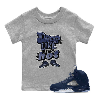 Air Jordan 5 Georgetown shirt to match jordans Drop It Like It's Hot sneaker tees AJ5 Georgetown SNRT Sneaker Release Tees Baby Toddler Heather Grey 1 T-Shirt
