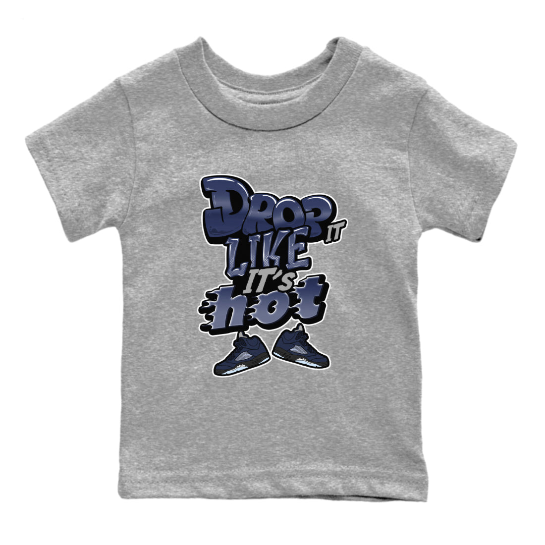 Air Jordan 5 Georgetown shirt to match jordans Drop It Like It's Hot sneaker tees AJ5 Georgetown SNRT Sneaker Release Tees Baby Toddler Heather Grey 2 T-Shirt
