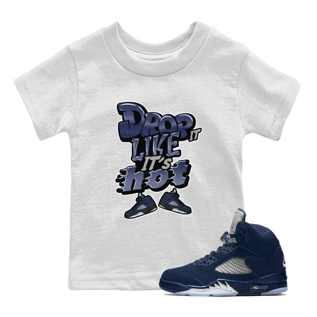 Air Jordan 5 Georgetown shirt to match jordans Drop It Like It's Hot sneaker tees AJ5 Georgetown SNRT Sneaker Release Tees Baby Toddler White 1 T-Shirt
