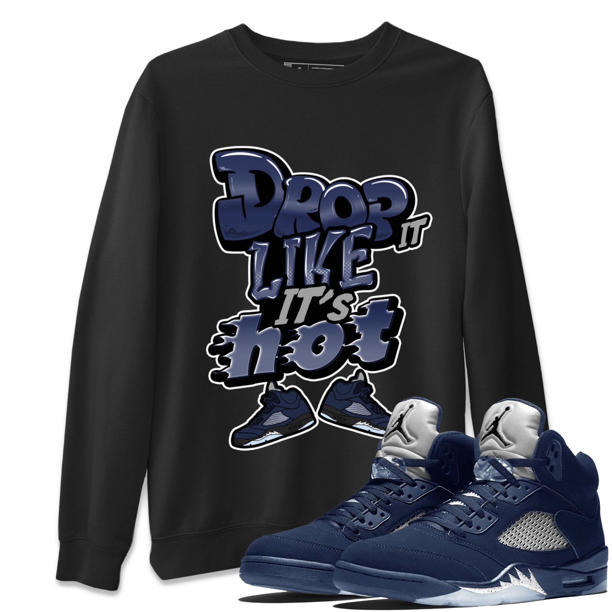 Air Jordan 5 Georgetown shirt to match jordans Drop It Like It's Hot sneaker tees AJ5 Georgetown SNRT Sneaker Release Tees Unisex Black 1 T-Shirt