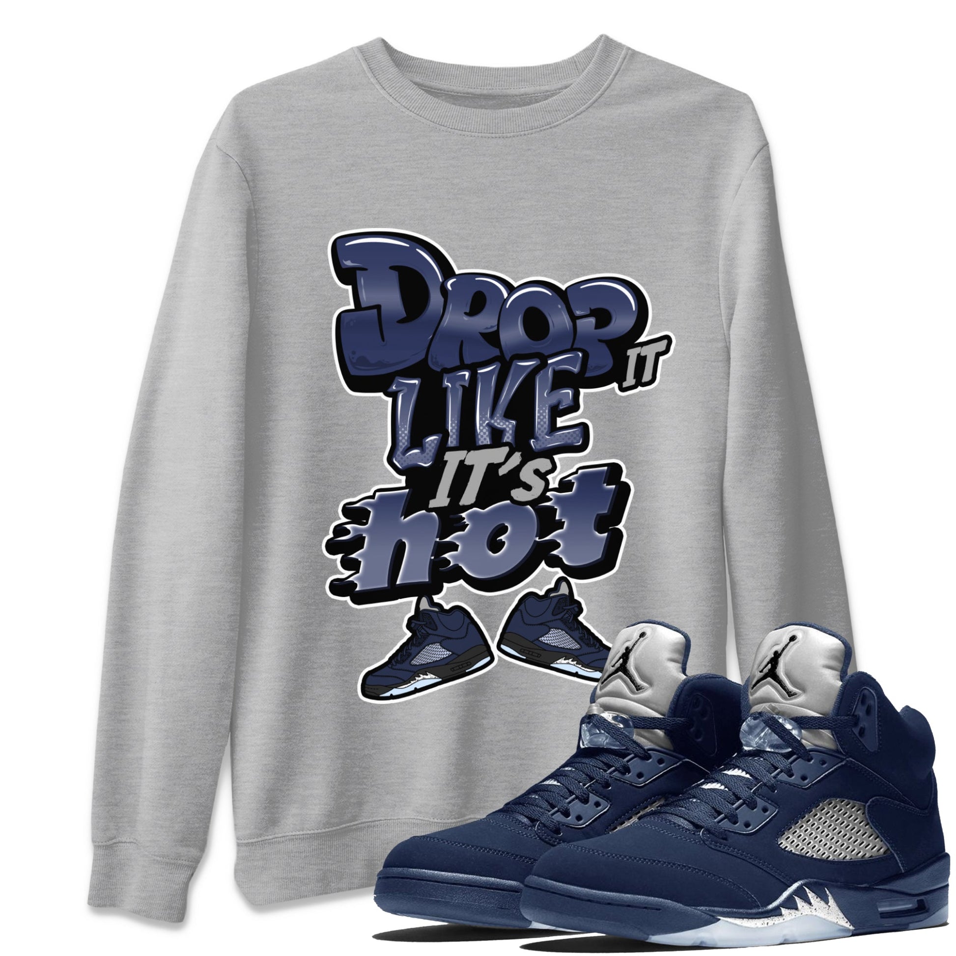 Air Jordan 5 Georgetown shirt to match jordans Drop It Like It's Hot sneaker tees AJ5 Georgetown SNRT Sneaker Release Tees Unisex Heather Grey 1 T-Shirt