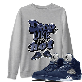 Air Jordan 5 Georgetown shirt to match jordans Drop It Like It's Hot sneaker tees AJ5 Georgetown SNRT Sneaker Release Tees Unisex Heather Grey 1 T-Shirt