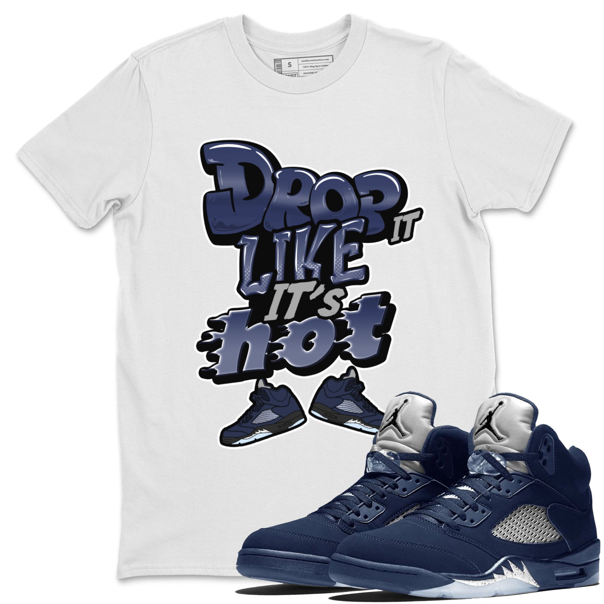 Air Jordan 5 Georgetown shirt to match jordans Drop It Like It's Hot sneaker tees AJ5 Georgetown SNRT Sneaker Release Tees Unisex White 1 T-Shirt