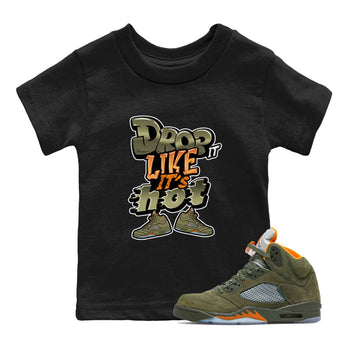 5s Olive shirt to match jordans Drop It Like It's Hot sneaker tees Air Jordan 5 Olive SNRT sneaker release tees baby toddler Black 1 cotton Shirt