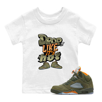 5s Olive shirt to match jordans Drop It Like It's Hot sneaker tees Air Jordan 5 Olive SNRT sneaker release tees baby toddler White 1 cotton Shirt