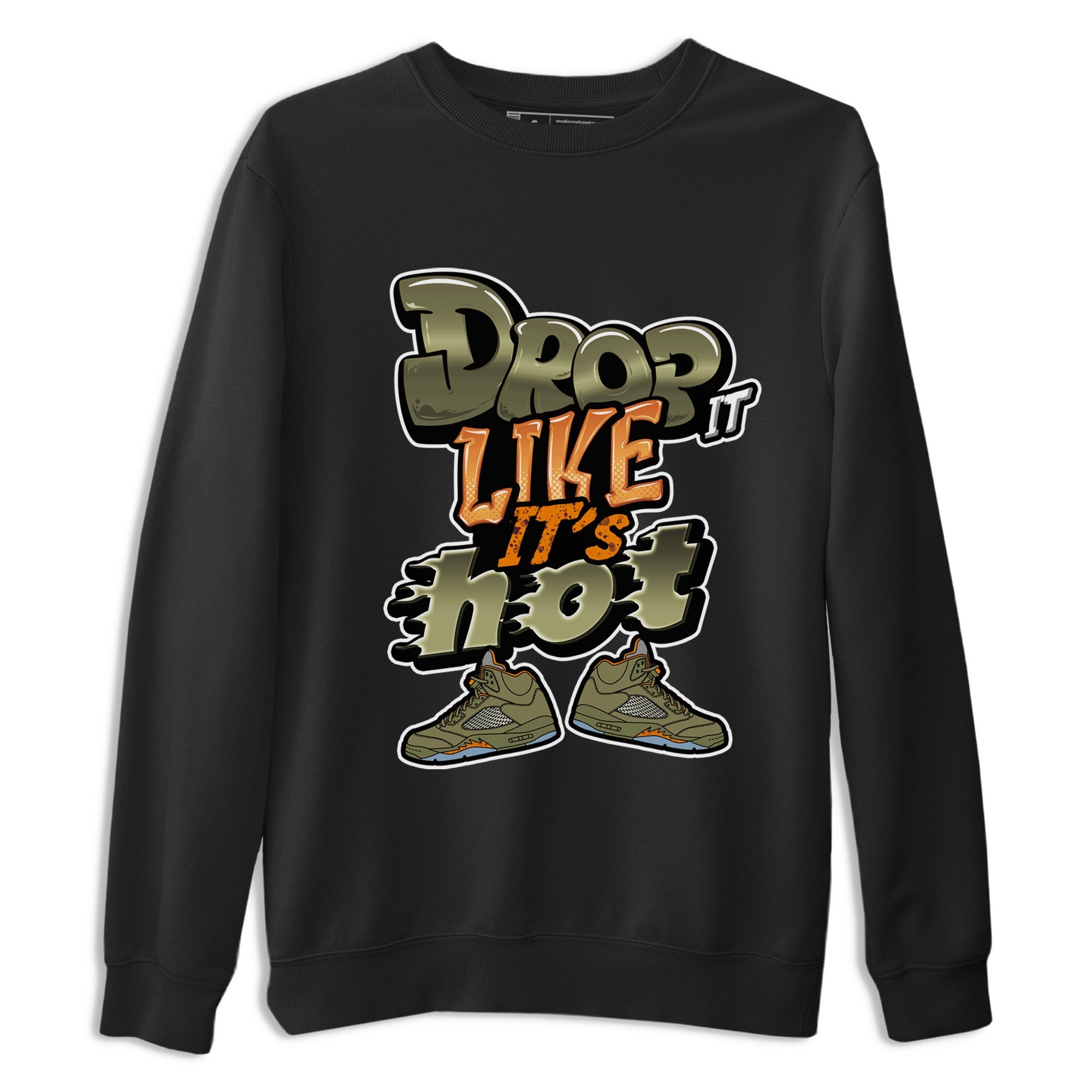 5s Olive shirt to match jordans Drop It Like It's Hot sneaker tees Air Jordan 5 Olive SNRT Sneaker Release Tees unisex cotton Black 2 crew neck shirt