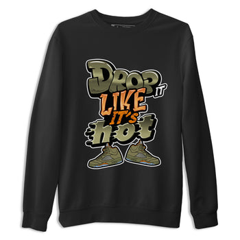 5s Olive shirt to match jordans Drop It Like It's Hot sneaker tees Air Jordan 5 Olive SNRT Sneaker Release Tees unisex cotton Black 2 crew neck shirt