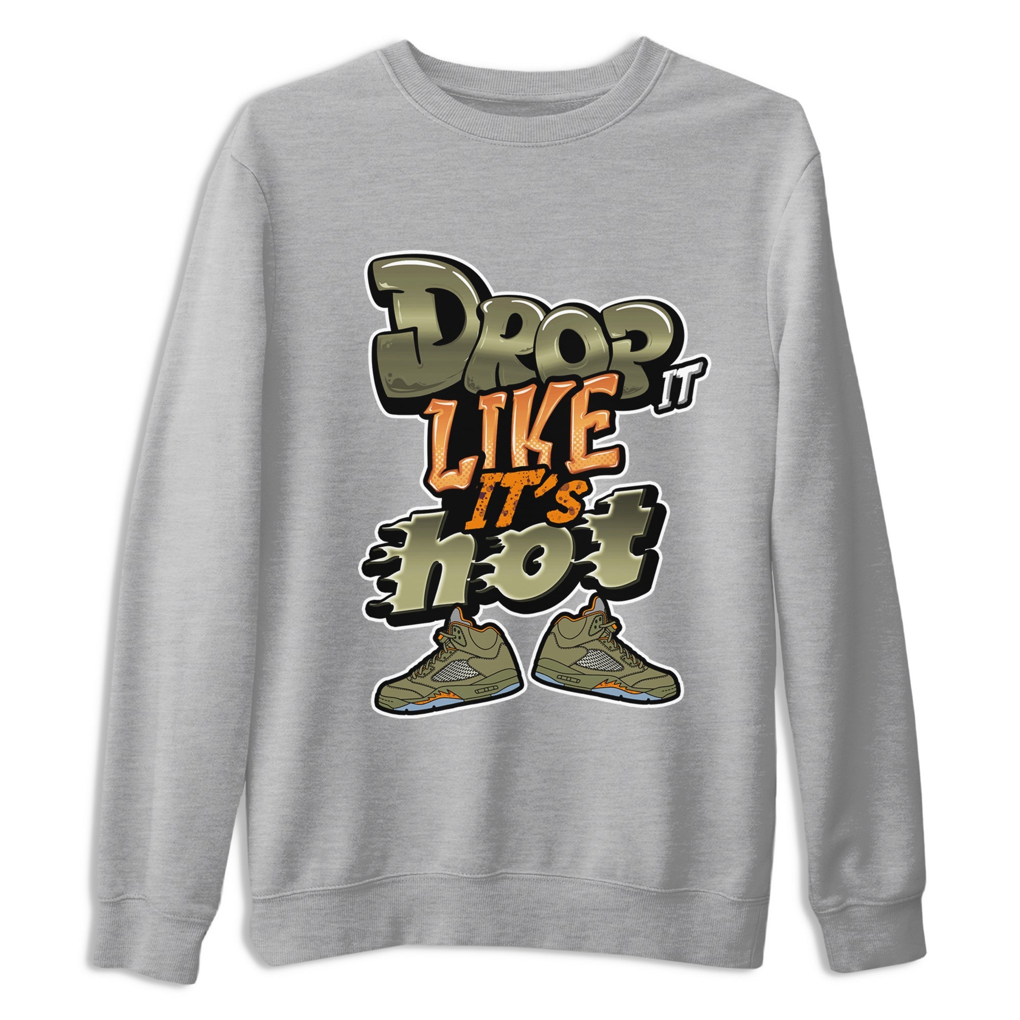 5s Olive shirt to match jordans Drop It Like It's Hot sneaker tees Air Jordan 5 Olive SNRT Sneaker Release Tees unisex cotton Heather Grey 2 crew neck shirt