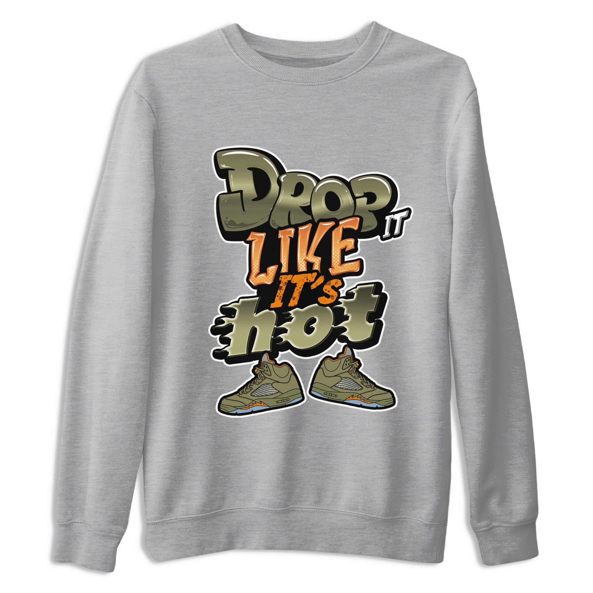 5s Olive shirt to match jordans Drop It Like It's Hot sneaker tees Air Jordan 5 Olive SNRT Sneaker Release Tees unisex cotton Heather Grey 2 crew neck shirt