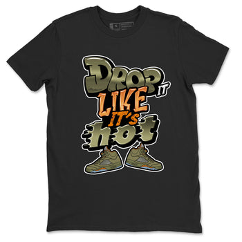 5s Olive shirt to match jordans Drop It Like It's Hot sneaker tees Air Jordan 5 Olive SNRT Sneaker Release Tees unisex cotton Black 2 crew neck shirt