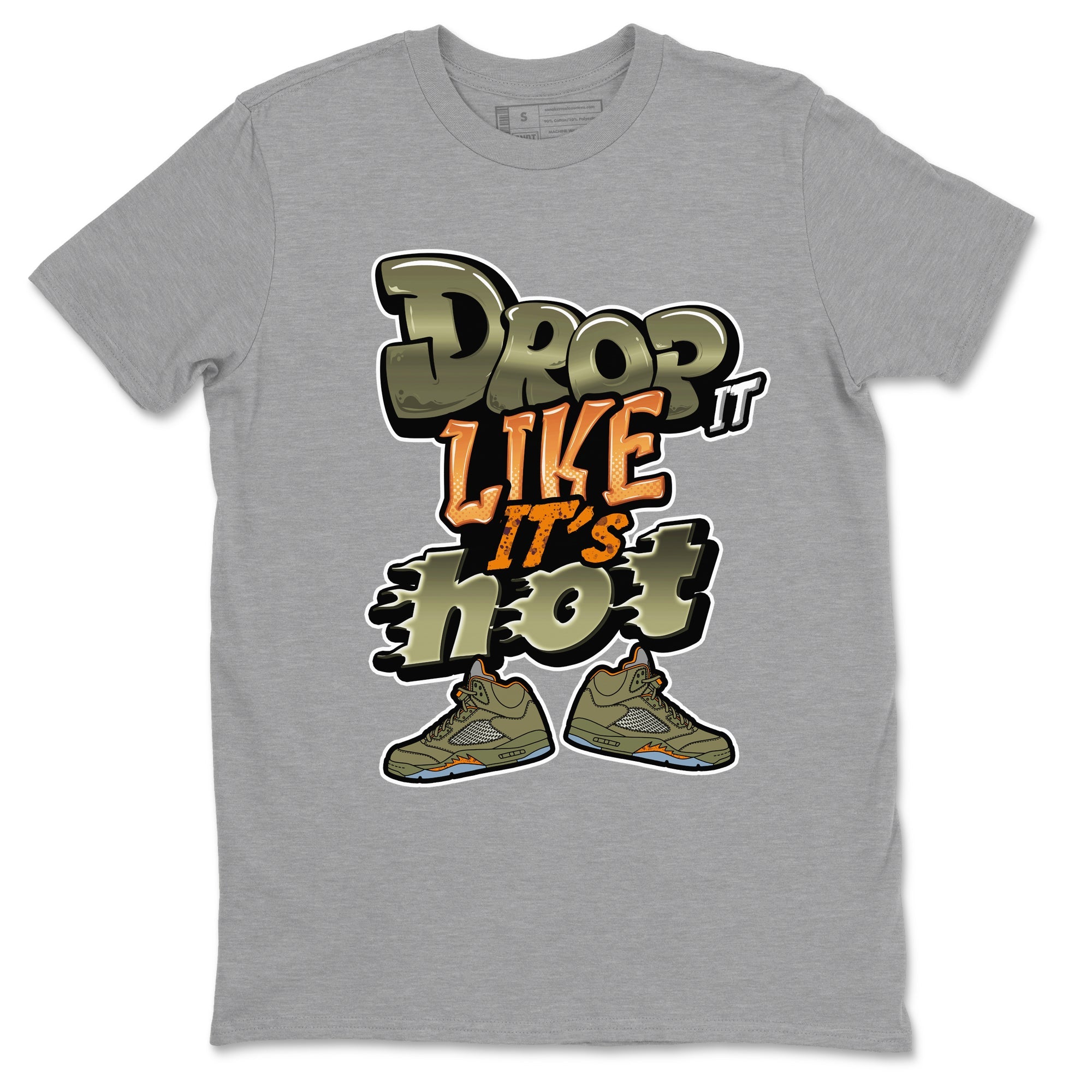 5s Olive shirt to match jordans Drop It Like It's Hot sneaker tees Air Jordan 5 Olive SNRT Sneaker Release Tees unisex cotton Heather Grey 2 crew neck shirt