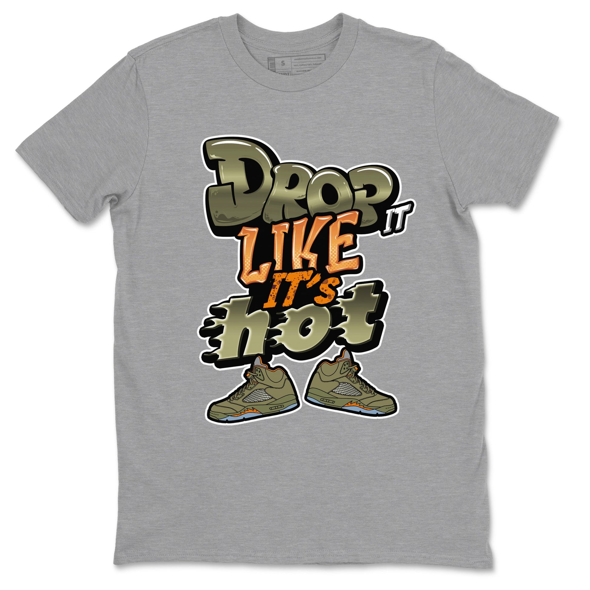 5s Olive shirt to match jordans Drop It Like It's Hot sneaker tees Air Jordan 5 Olive SNRT Sneaker Release Tees unisex cotton Heather Grey 2 crew neck shirt