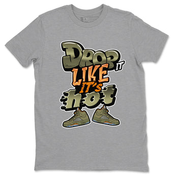5s Olive shirt to match jordans Drop It Like It's Hot sneaker tees Air Jordan 5 Olive SNRT Sneaker Release Tees unisex cotton Heather Grey 2 crew neck shirt