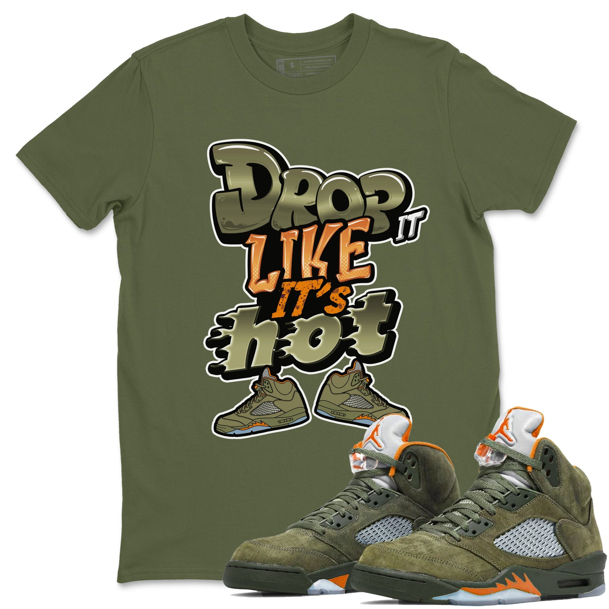 5s Olive shirt to match jordans Drop It Like It's Hot sneaker tees Air Jordan 5 Olive SNRT Sneaker Release Tees unisex cotton Military Green 1 crew neck shirt