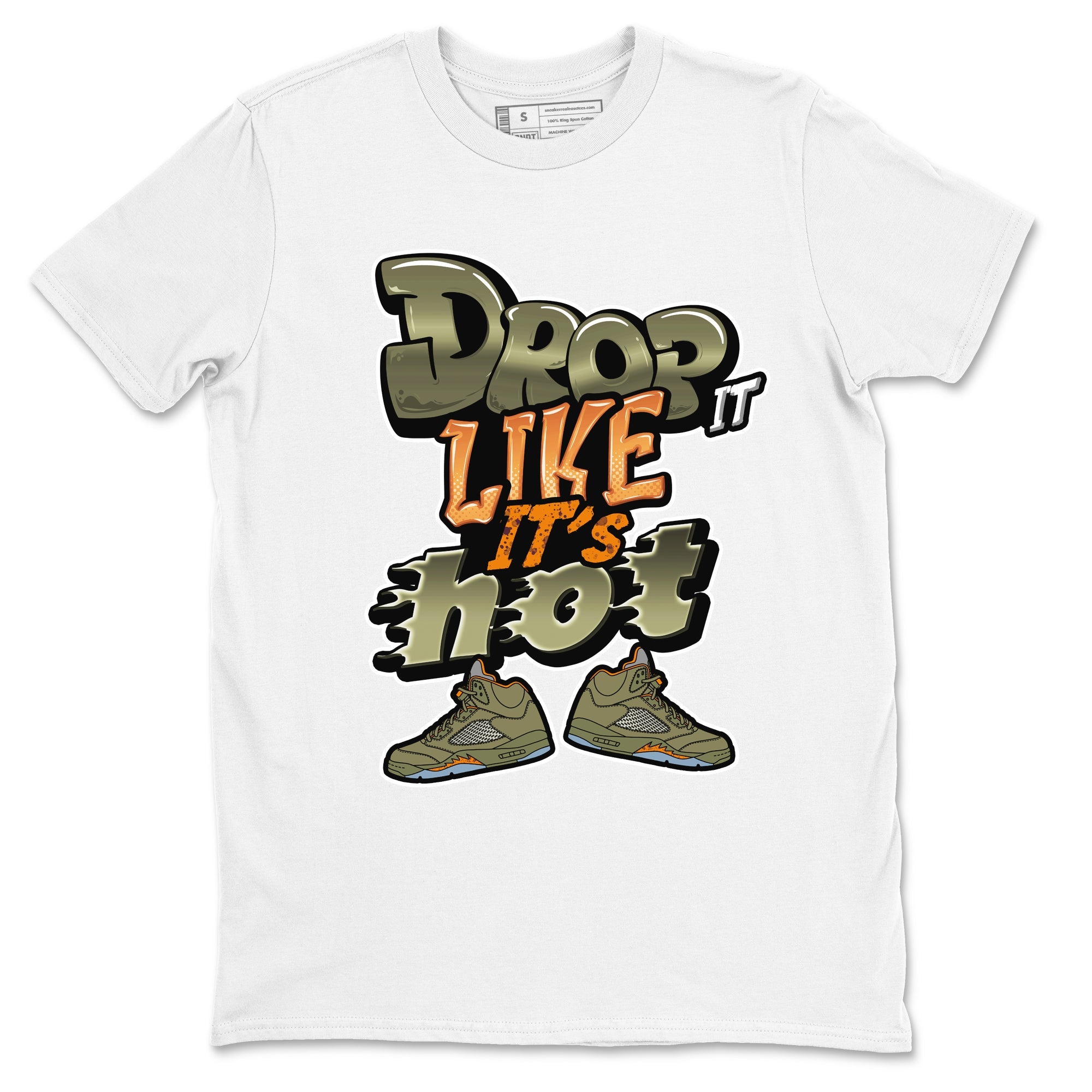 5s Olive shirt to match jordans Drop It Like It's Hot sneaker tees Air Jordan 5 Olive SNRT Sneaker Release Tees unisex cotton White 2 crew neck shirt