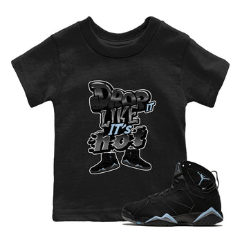 Air Jordan 7 Chambray shirt to match jordans Drop It Like It's Hot sneaker tees AJ7 Chambray SNRT Sneaker Release Tees Baby Toddler Black 1 T-Shirt