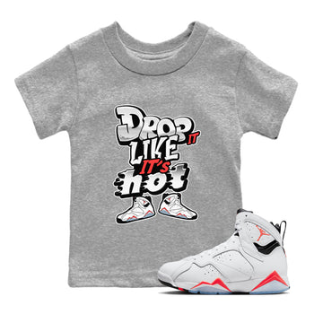 Air Jordan 7 White Infrared shirt to match jordans Drop It Like It's Hot sneaker tees AJ7 White Infrared SNRT Sneaker Release Tees Baby Toddler Heather Grey 1 T-Shirt
