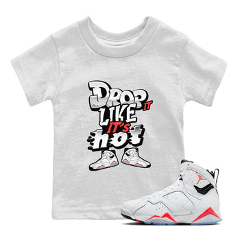 Air Jordan 7 White Infrared shirt to match jordans Drop It Like It's Hot sneaker tees AJ7 White Infrared SNRT Sneaker Release Tees Baby Toddler White 1 T-Shirt