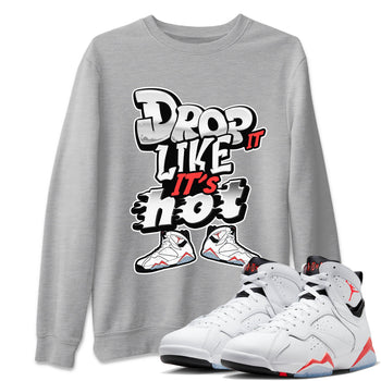 Air Jordan 7 White Infrared shirt to match jordans Drop It Like It's Hot sneaker tees AJ7 White Infrared SNRT Sneaker Release Tees Unisex Heather Grey 1 T-Shirt