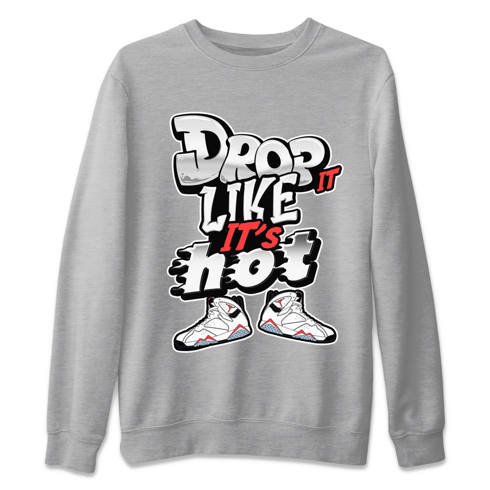 Air Jordan 7 White Infrared shirt to match jordans Drop It Like It's Hot sneaker tees AJ7 White Infrared SNRT Sneaker Release Tees Unisex Heather Grey 2 T-Shirt