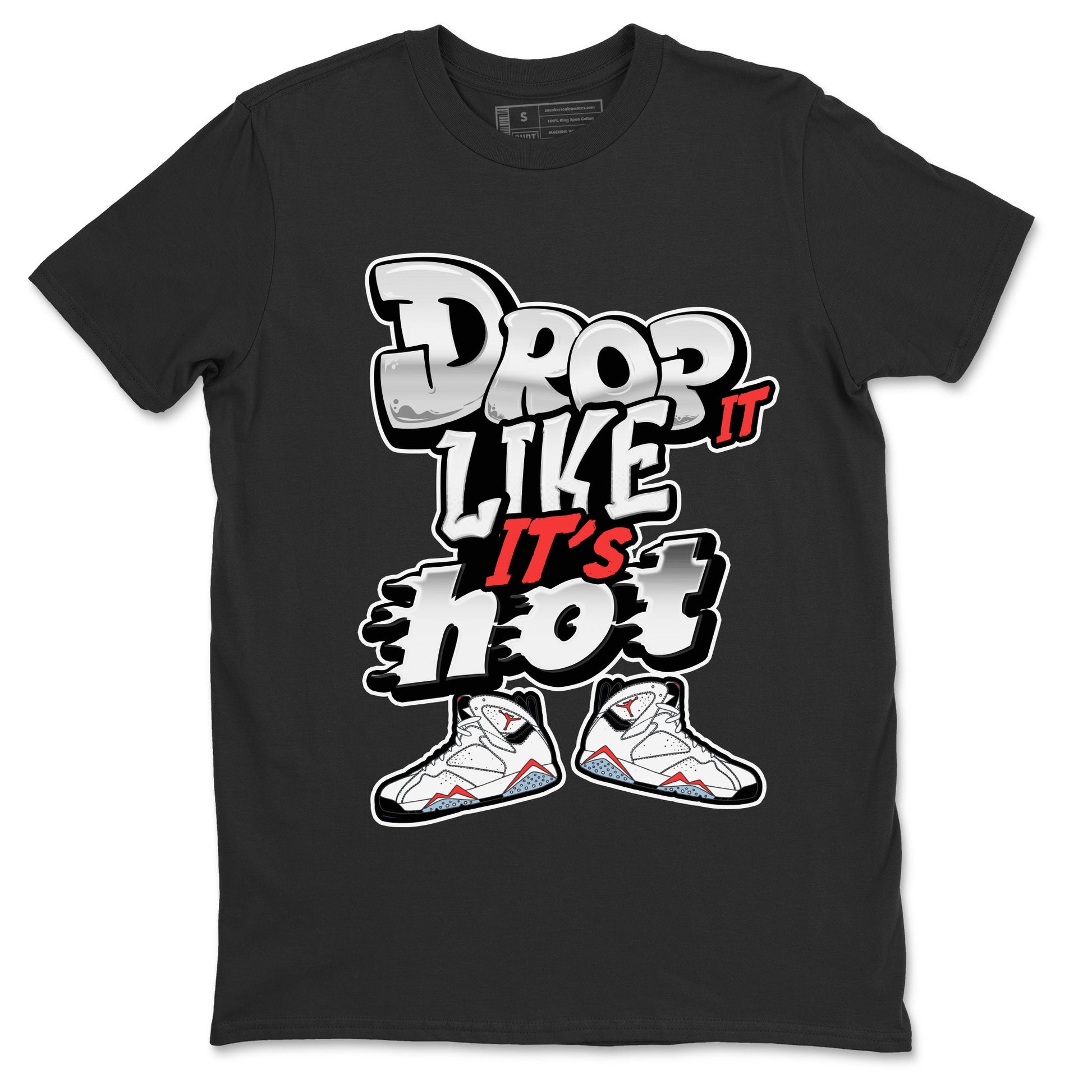 Air Jordan 7 White Infrared shirt to match jordans Drop It Like It's Hot sneaker tees AJ7 White Infrared SNRT Sneaker Release Tees Unisex Black 2 T-Shirt
