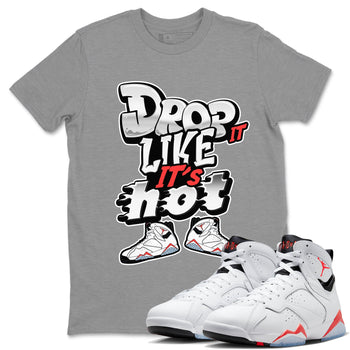 Air Jordan 7 White Infrared shirt to match jordans Drop It Like It's Hot sneaker tees AJ7 White Infrared SNRT Sneaker Release Tees Unisex Heather Grey 1 T-Shirt