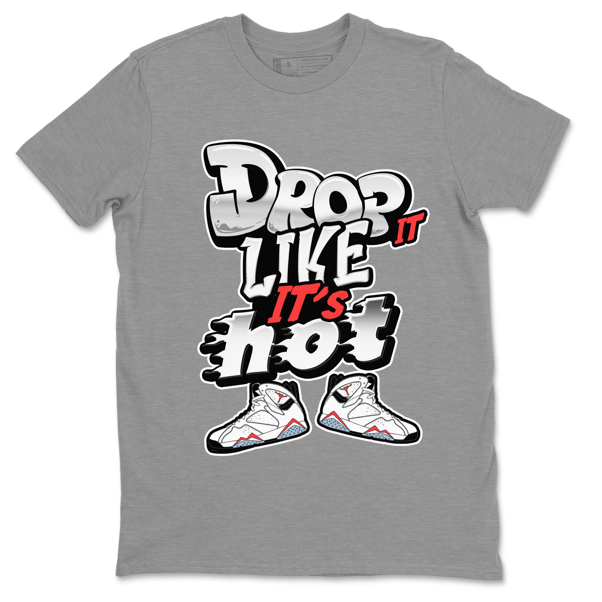 Air Jordan 7 White Infrared shirt to match jordans Drop It Like It's Hot sneaker tees AJ7 White Infrared SNRT Sneaker Release Tees Unisex Heather Grey 2 T-Shirt