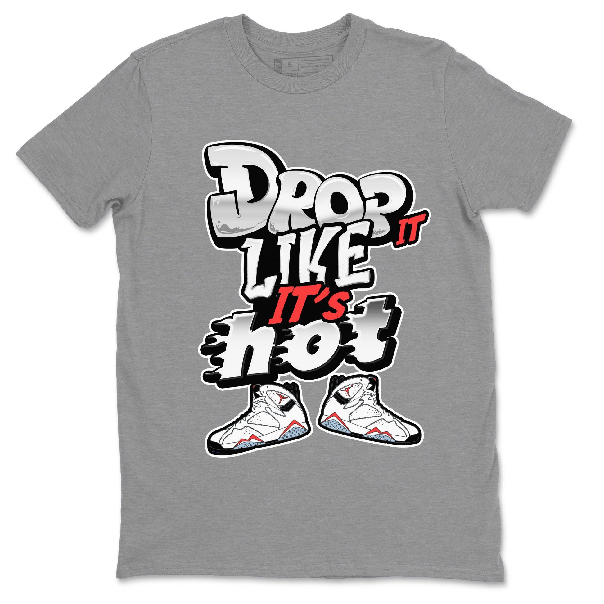 Air Jordan 7 White Infrared shirt to match jordans Drop It Like It's Hot sneaker tees AJ7 White Infrared SNRT Sneaker Release Tees Unisex Heather Grey 2 T-Shirt