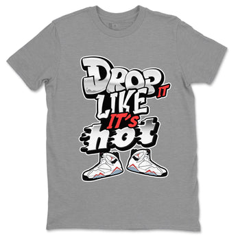 Air Jordan 7 White Infrared shirt to match jordans Drop It Like It's Hot sneaker tees AJ7 White Infrared SNRT Sneaker Release Tees Unisex Heather Grey 2 T-Shirt