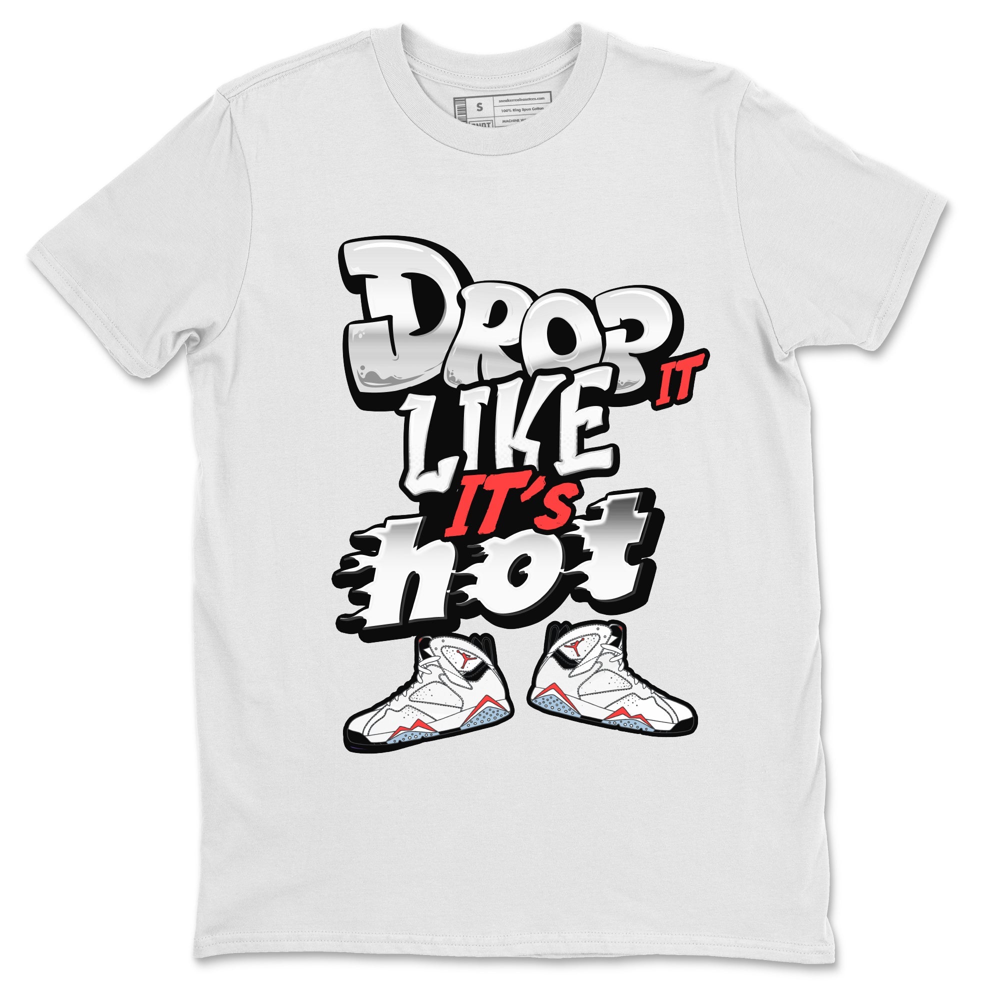 Air Jordan 7 White Infrared shirt to match jordans Drop It Like It's Hot sneaker tees AJ7 White Infrared SNRT Sneaker Release Tees Unisex White 2 T-Shirt