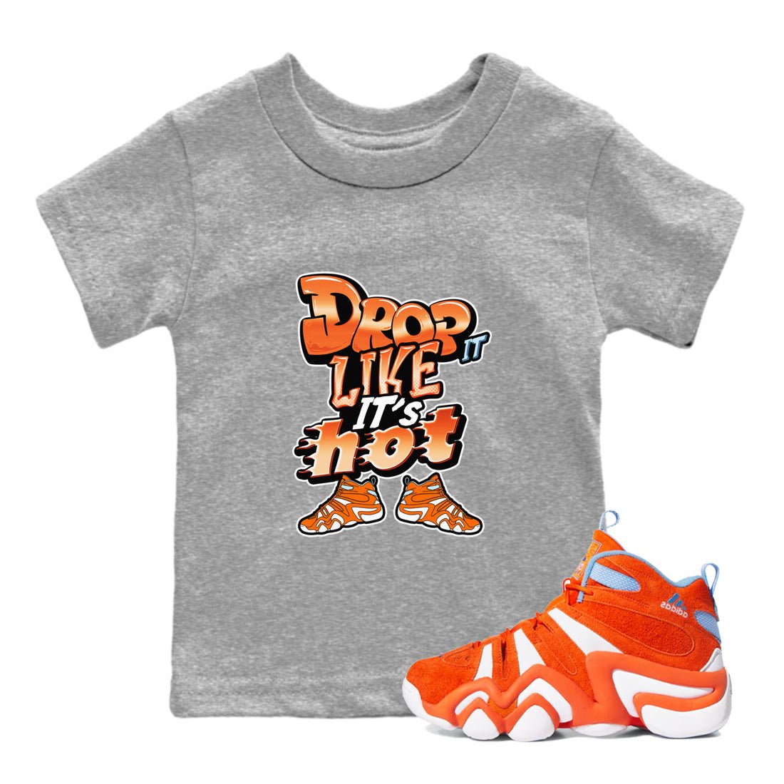 Crazy 8 Team Orange shirt to match jordans Drop It Like It's Hot sneaker tees Adidas Crazy 8 Team Orange SNRT Sneaker Release Tees Baby Toddler Heather Grey 1 T-Shirt
