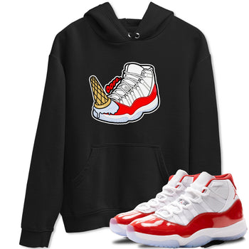 Air Jordan 11 Cherry shirt to match jordans Dropped Ice Cream sneaker tees AJ11 Cherry SNRT Sneaker Release Tees Unisex Black 1 T-Shirt