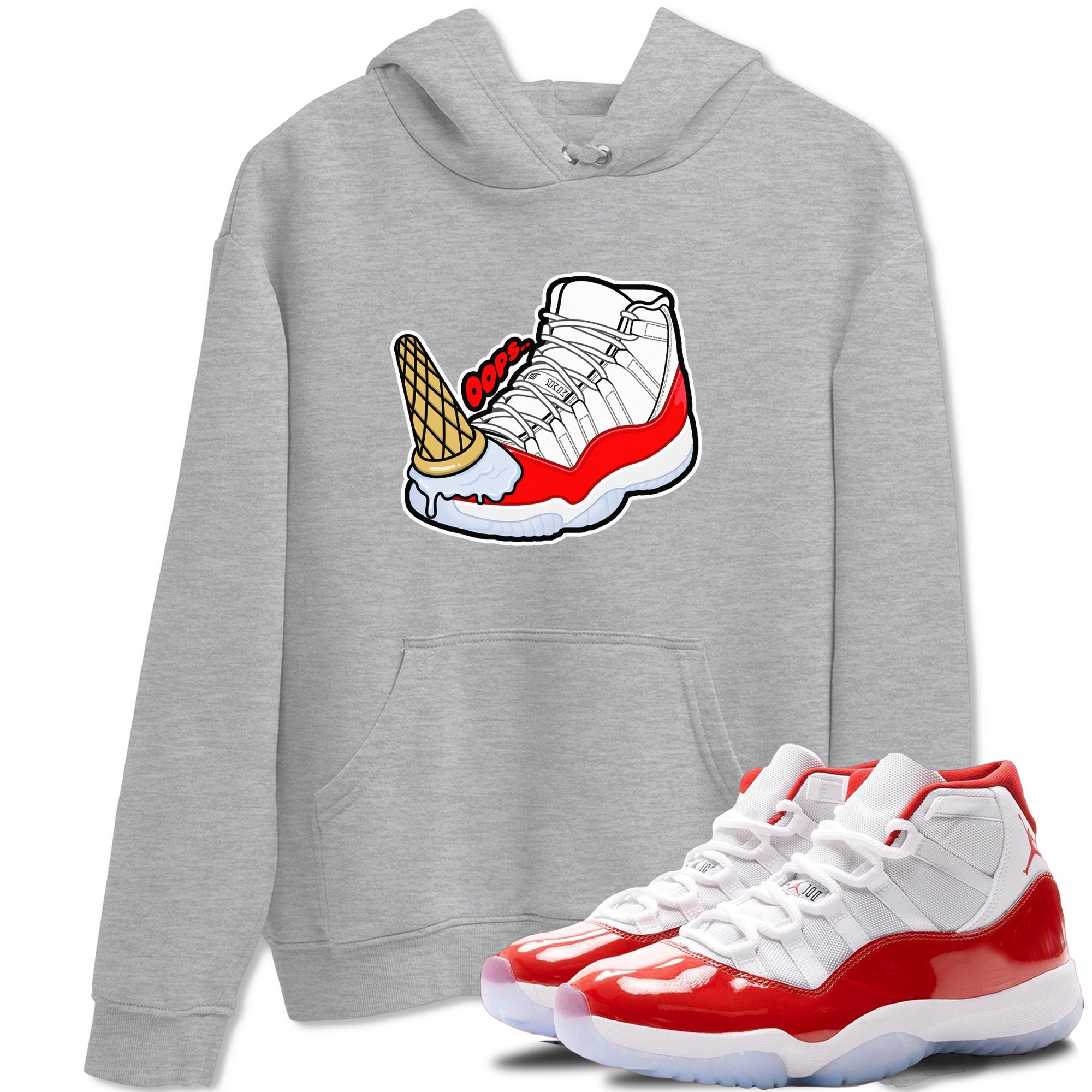 Air Jordan 11 Cherry shirt to match jordans Dropped Ice Cream sneaker tees AJ11 Cherry SNRT Sneaker Release Tees Unisex Heather Grey 1 T-Shirt