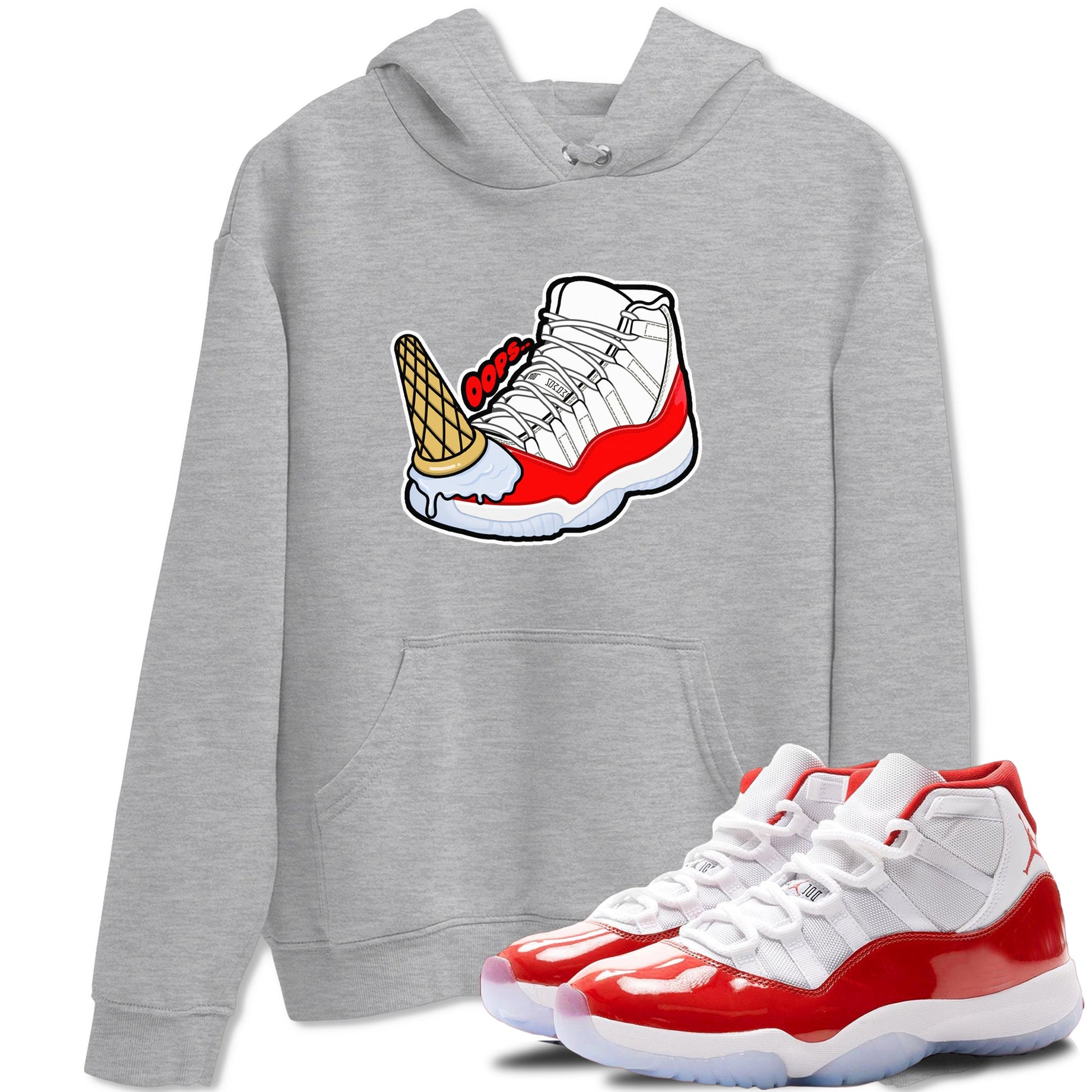 Air Jordan 11 Cherry shirt to match jordans Dropped Ice Cream sneaker tees AJ11 Cherry SNRT Sneaker Release Tees Unisex Heather Grey 1 T-Shirt
