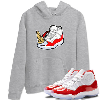Air Jordan 11 Cherry shirt to match jordans Dropped Ice Cream sneaker tees AJ11 Cherry SNRT Sneaker Release Tees Unisex Heather Grey 1 T-Shirt