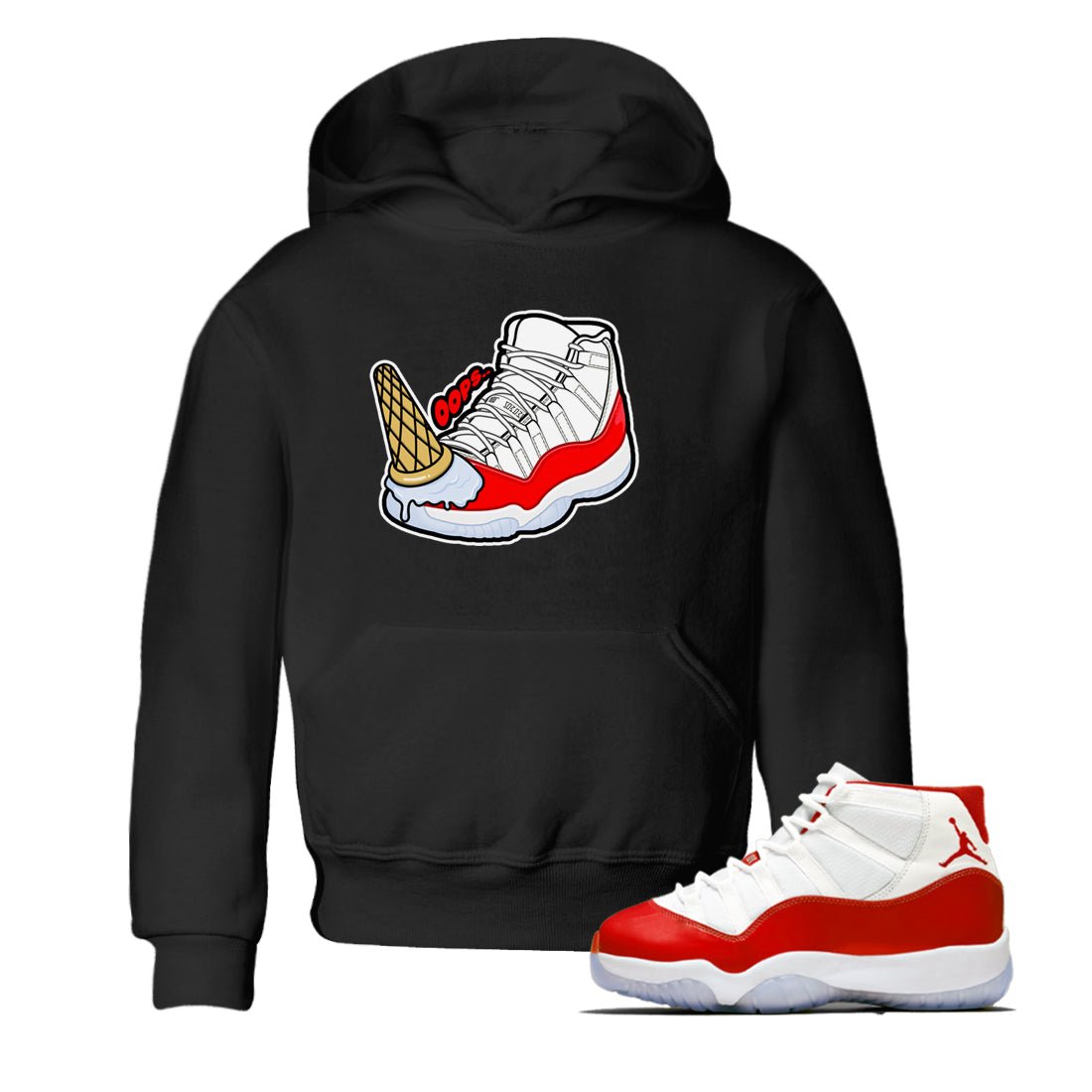 Air Jordan 11 Cherry shirt to match jordans Dropped Ice Cream sneaker tees AJ11 Cherry SNRT Sneaker Release Tees Baby Toddler Black 1 T-Shirt