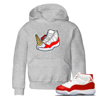 Air Jordan 11 Cherry shirt to match jordans Dropped Ice Cream sneaker tees AJ11 Cherry SNRT Sneaker Release Tees Baby Toddler Heather Grey 1 T-Shirt