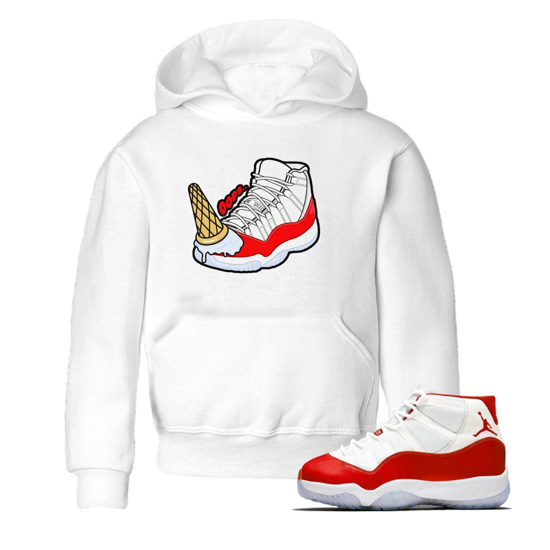 Air Jordan 11 Cherry shirt to match jordans Dropped Ice Cream sneaker tees AJ11 Cherry SNRT Sneaker Release Tees Baby Toddler White 1 T-Shirt
